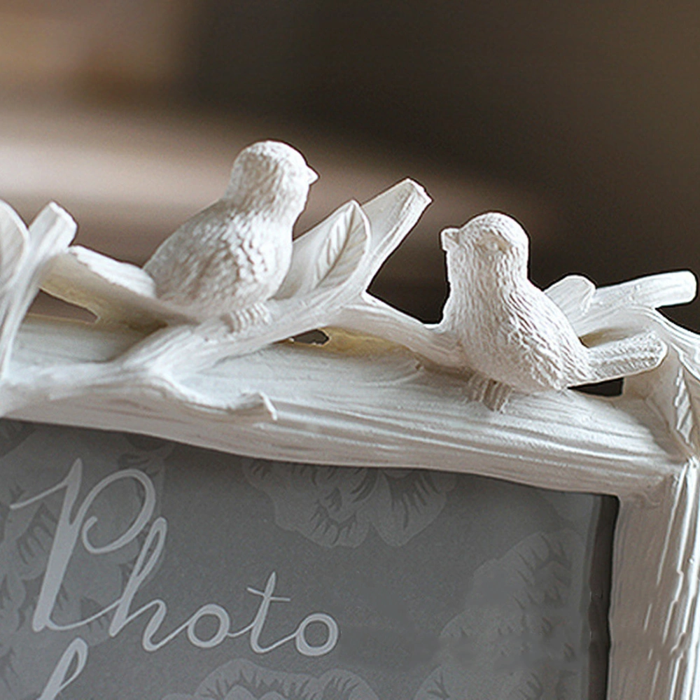 3 Birds Desktop Horizontal White Wooden Photo Picture Frame - 7 Inch