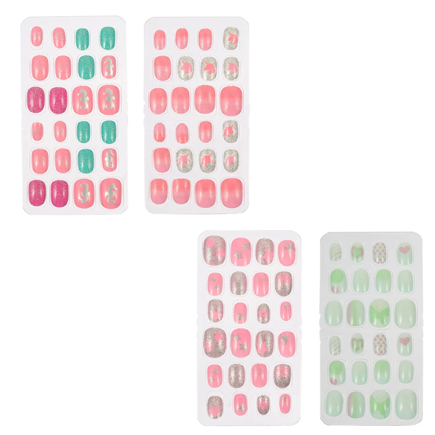 96Pcs Kids Fake Nails Press On Nails Girls Full Cover Short False Nails