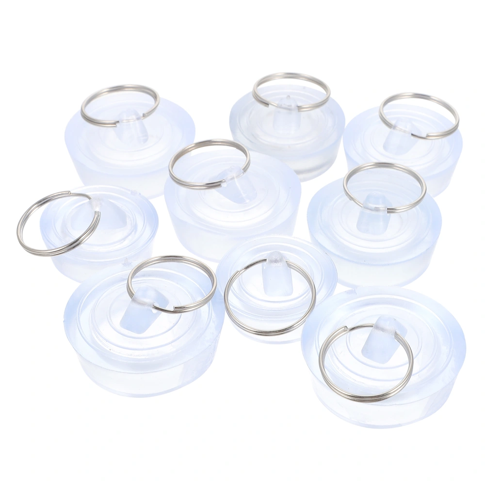 10pcs Clear Drain Stoppers Rubber Sink Stoppers Bathtub Drain Plugs with Ring