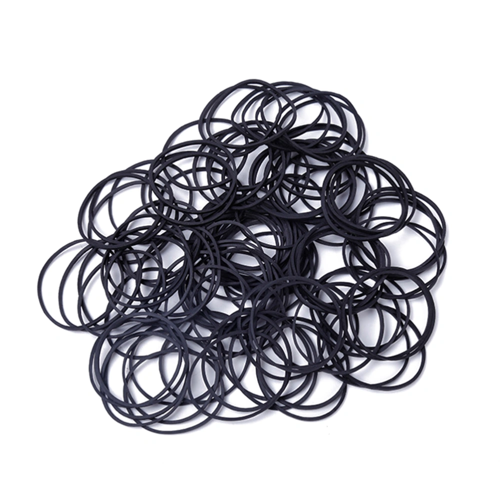 100g High Elasticity Rubber Bands Ponytail Holder Hair Ties Rope for Adults Kids (Black)