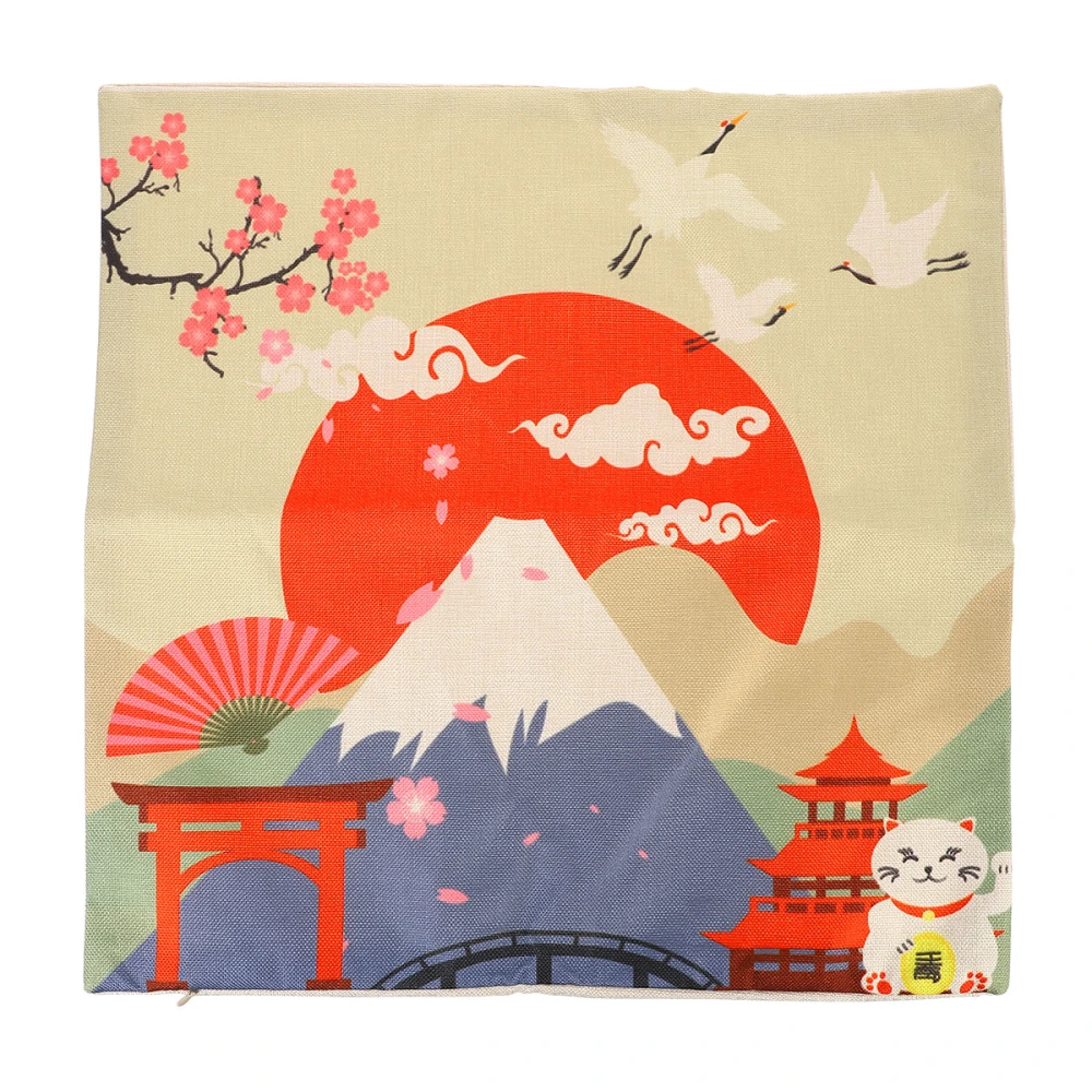 1Pc Japanese Style Pillowcase Landscape Pillow Cover Retro Linen Pillowcase