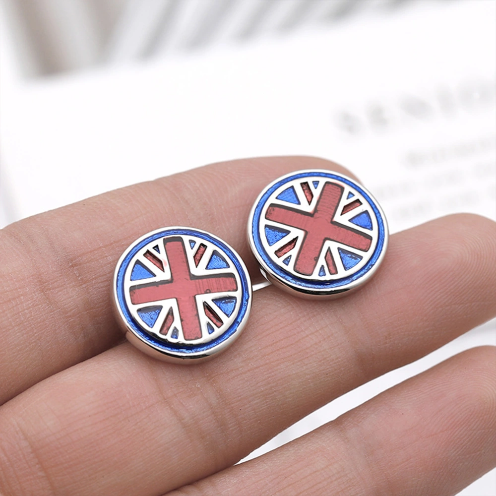 1 Pair of Union Flag Cufflinks Union Jack Shirt Sleeve Nail for Business Occasion Creative British Flag Sleeve Button Cufflink (Red, Blue)