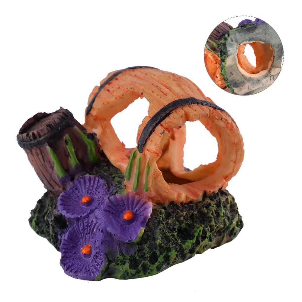 Barrel Design Aquarium Ornament Resin Fish Tank Landscaping Hiding Cave Craft Fish Shrimp Shelter Aquarium Decor