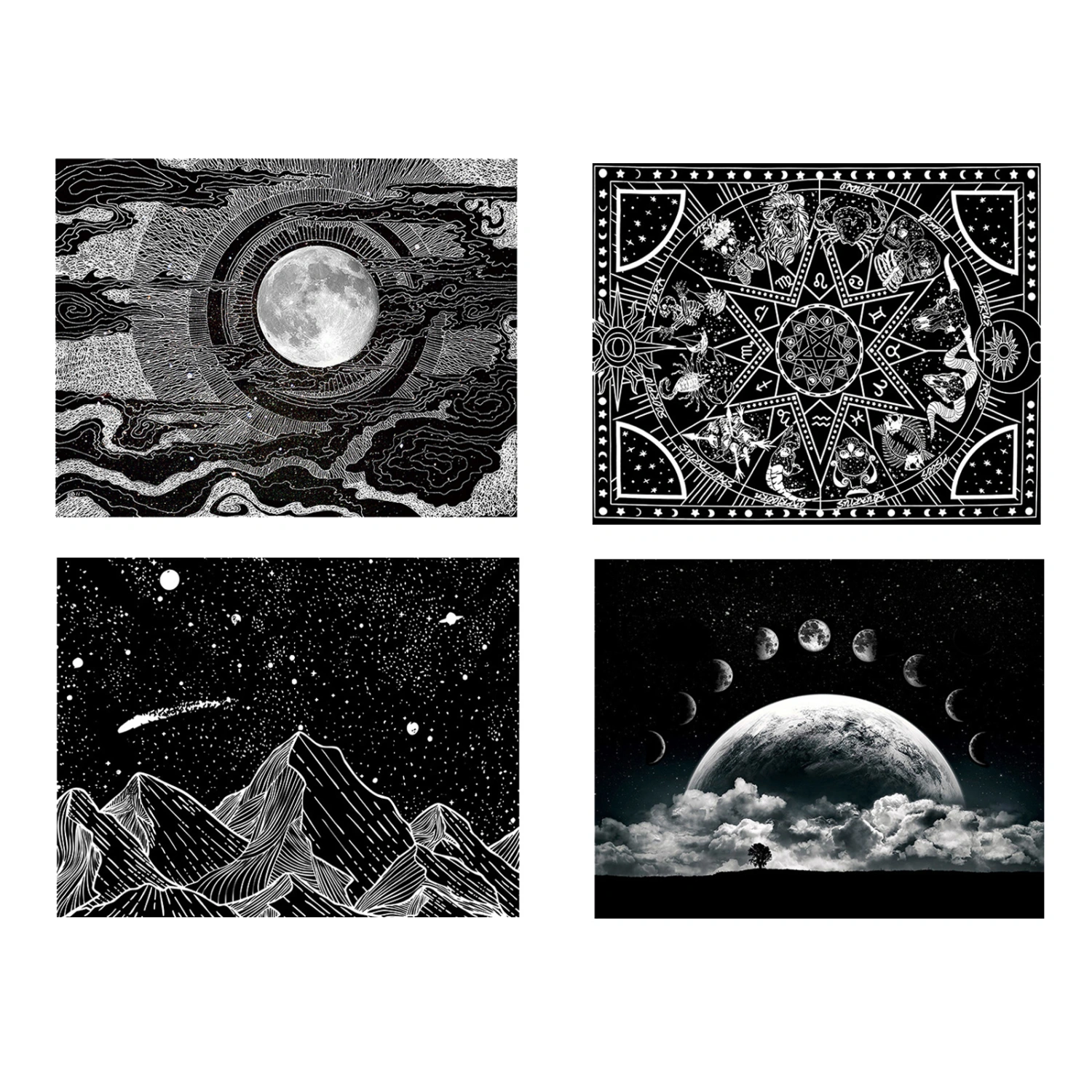 1 Set Wall Tapestry Black White Art Tapestry Hanging Carpet Party Decoration