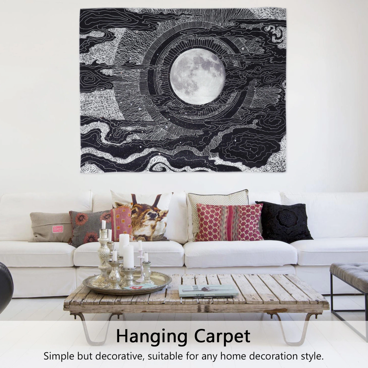 1 Set Wall Tapestry Black White Art Tapestry Hanging Carpet Party Decoration