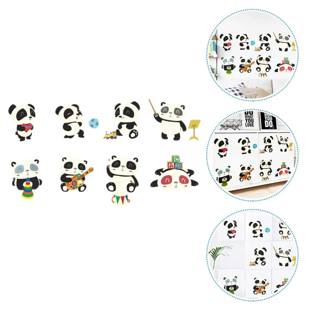 1Pc Adorable Cartoon Panda Wall Sticker Preschool Backgorund Ornament Photo Prop