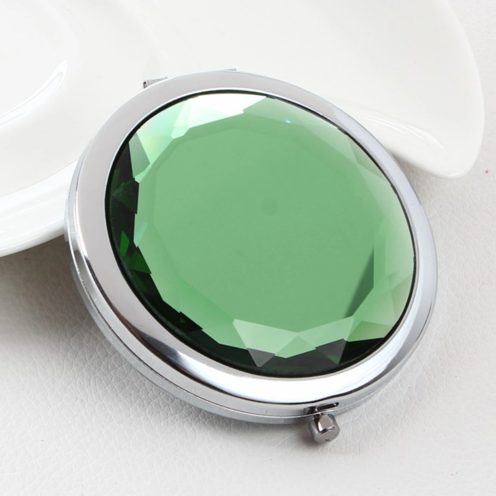 Portable Foldable Pocket Metal Makeup Compact Mirror Woman Cosmetic Mirror Double Sides (Green)