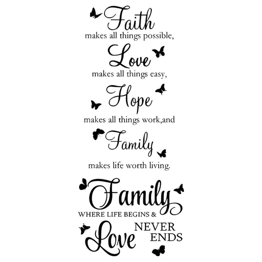 1 Sheet Family Themed Wall Stickers Family Letter Quote Removable Decals