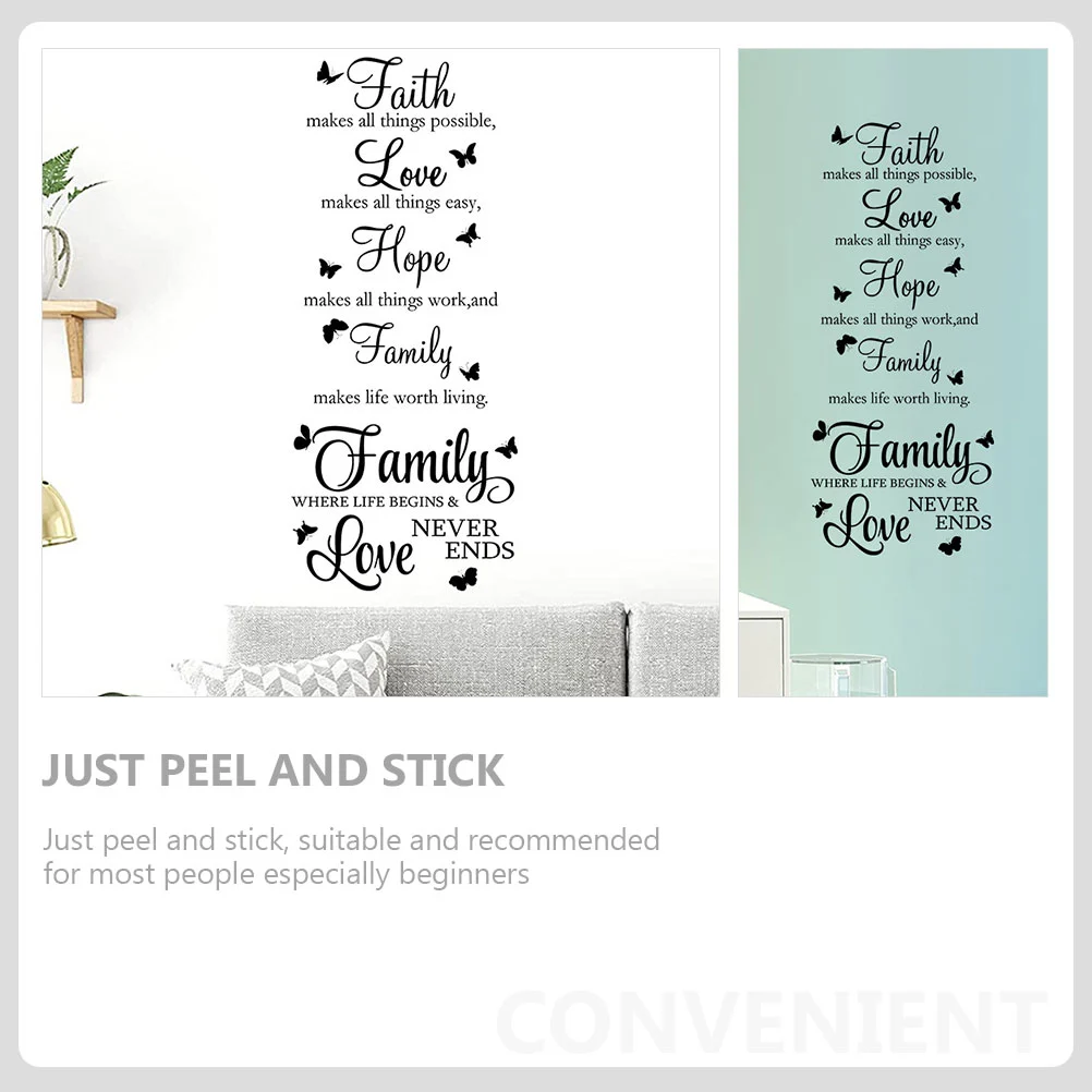 1 Sheet Family Themed Wall Stickers Family Letter Quote Removable Decals