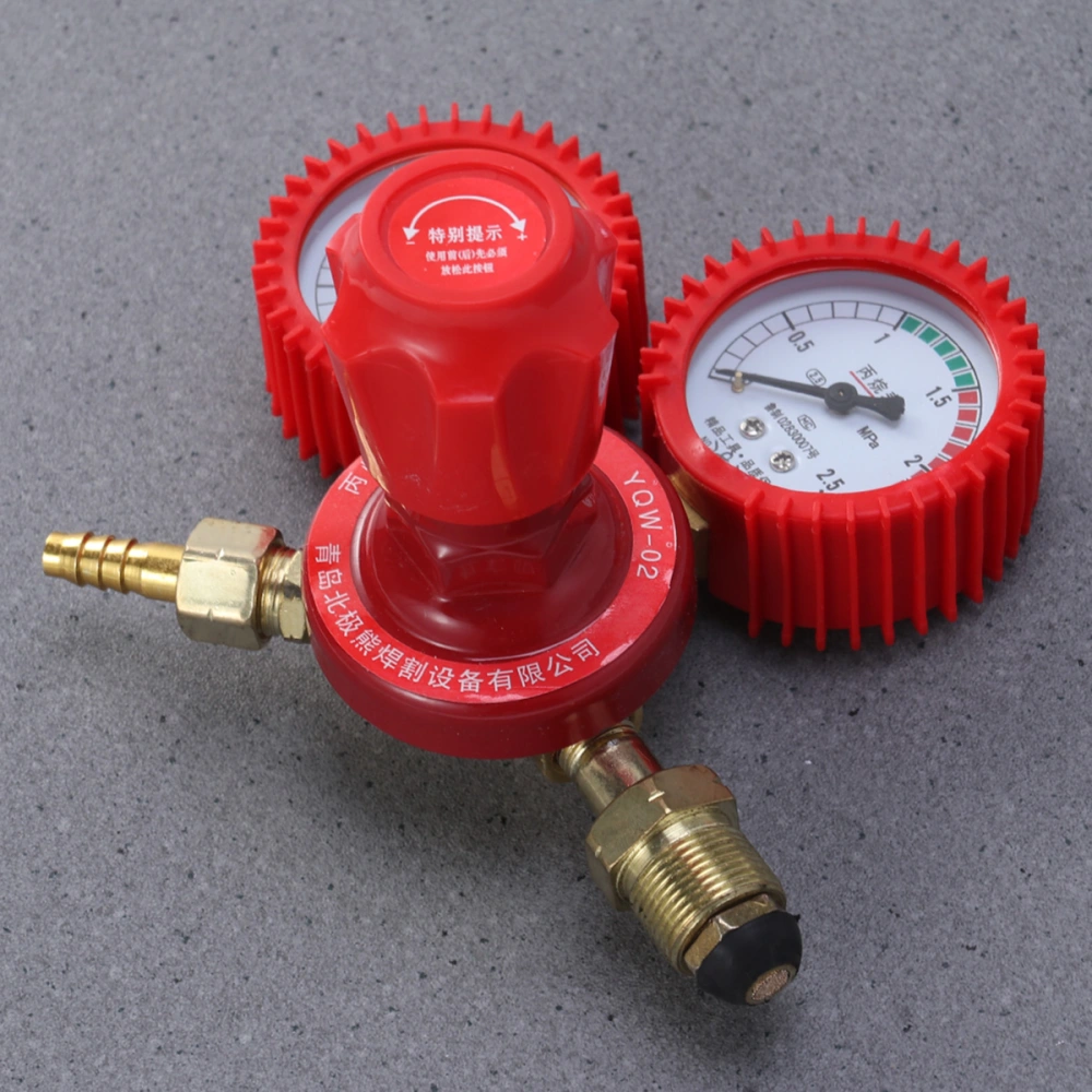 CO2 High Pressure Regulator Gauge Gas Bottle Regulator Carbon Dioxide Welding Pressure Reducer Dual Gauge Mixed Gas Regulator (Red)