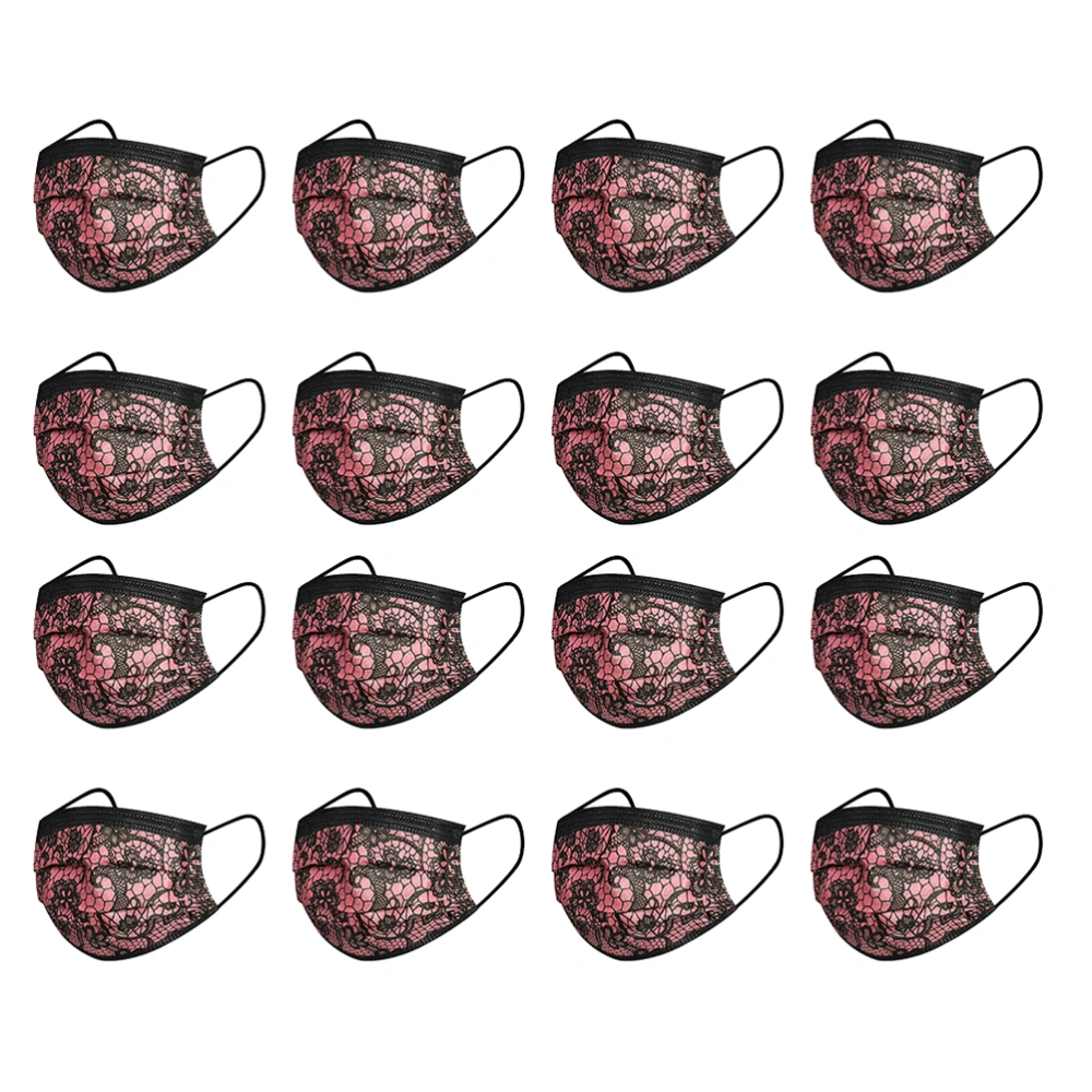 10pcs Disposable Adults Mask Dust-Proof Mouth Cover Lace Prints Mask Face Mask