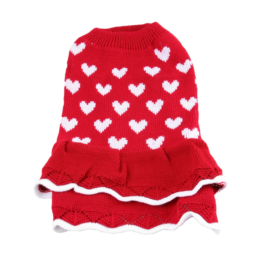 Dog Heart Christmas Skirt Adorable New Year Pet Clothes Dog Sweater Dress Pet Supplies (Size 2XL)