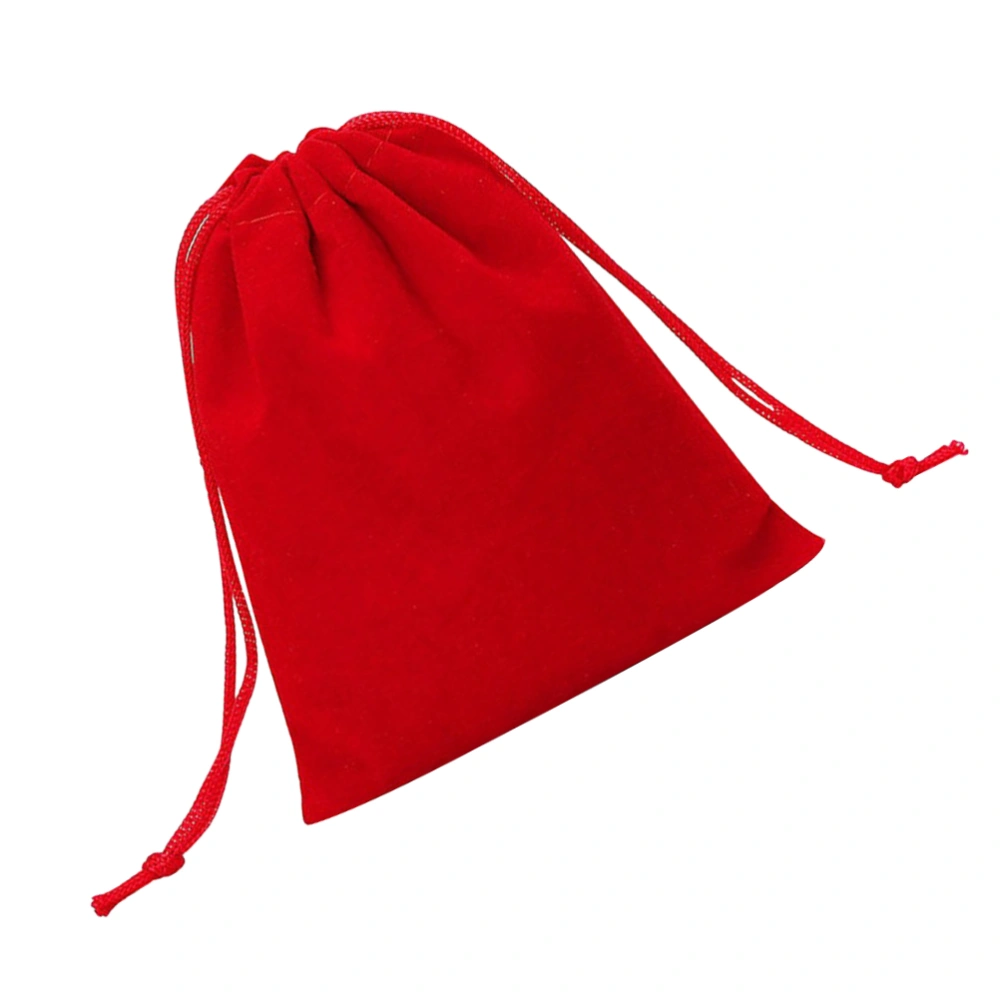 50pcs 9cm Red Plush Drawstring Bag Jewelry Storage Pouches Luxury Drawstring Pouch Gift Wedding Gift Packing Bag Accessary