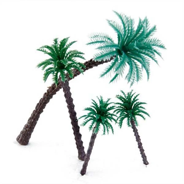 14pcs Mini Green Scenery Landscape Model Green Coconut Palms Tree in Different Sizes