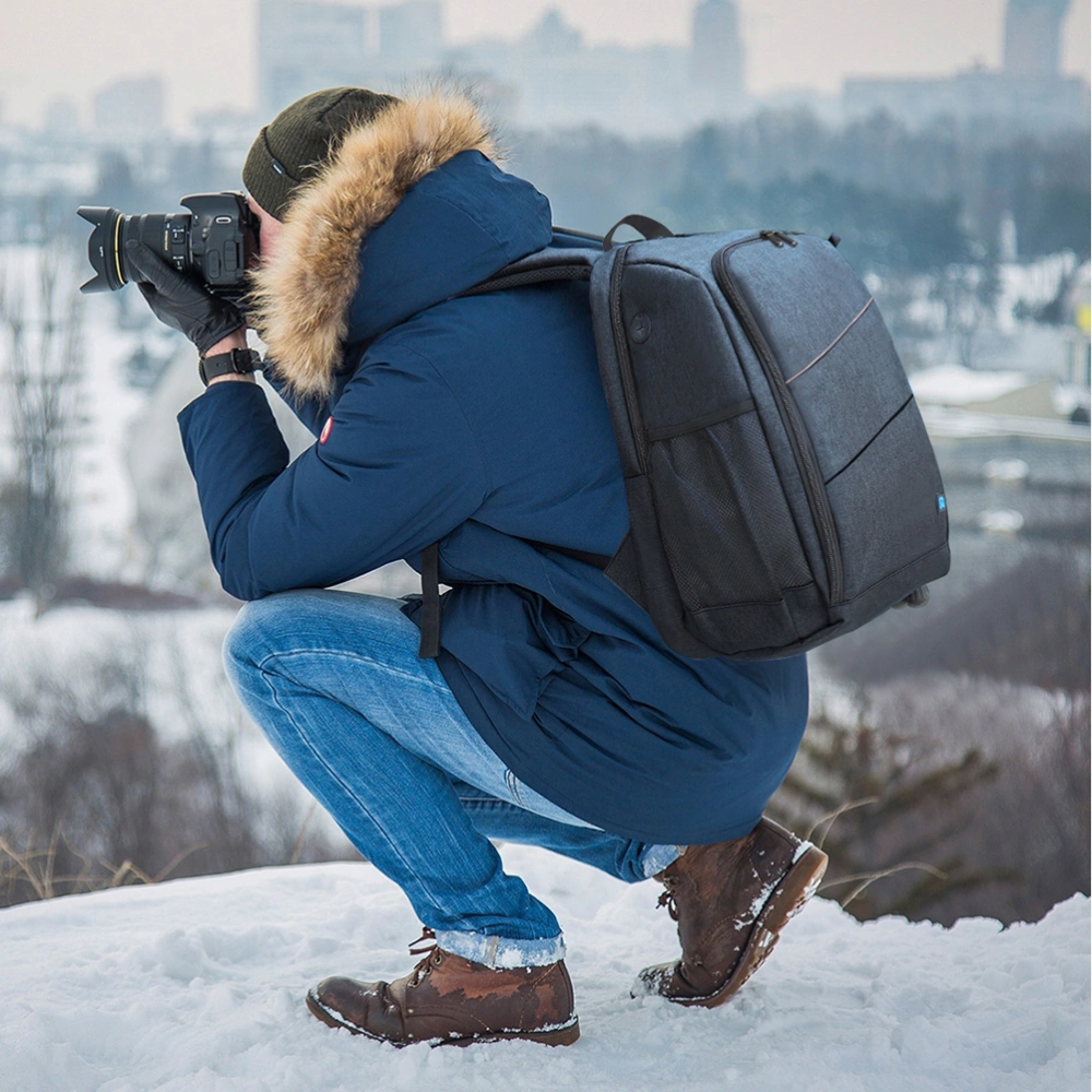 1Pc Camera Bag Outdoor Portable Waterproof Scratch-proof Backpack High Capacity Camera Backpack (Grey)