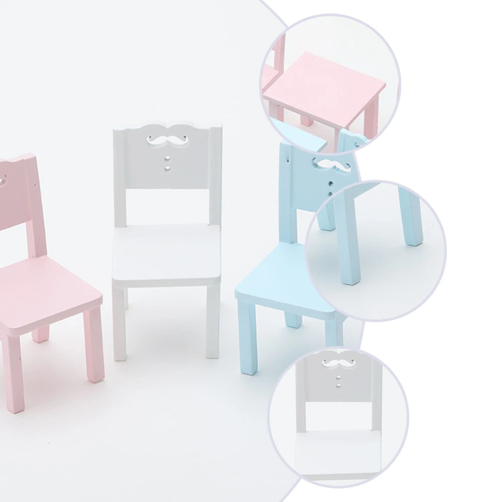 3pcs 1:12 Mini House Furniture Model Children Desk Chair Set Mini Furniture Blue