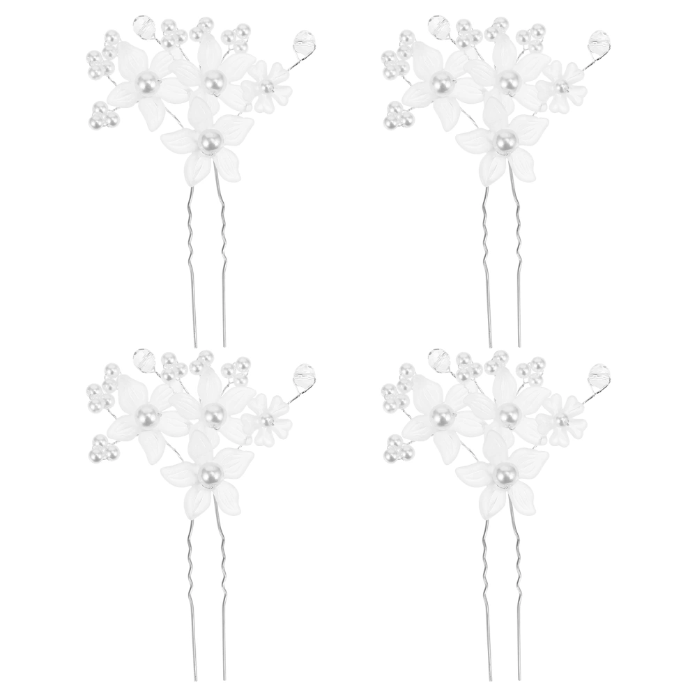 4Pcs Pearl Hairpins Flower Girl Hair Elegant Hair Clips Child Headdress