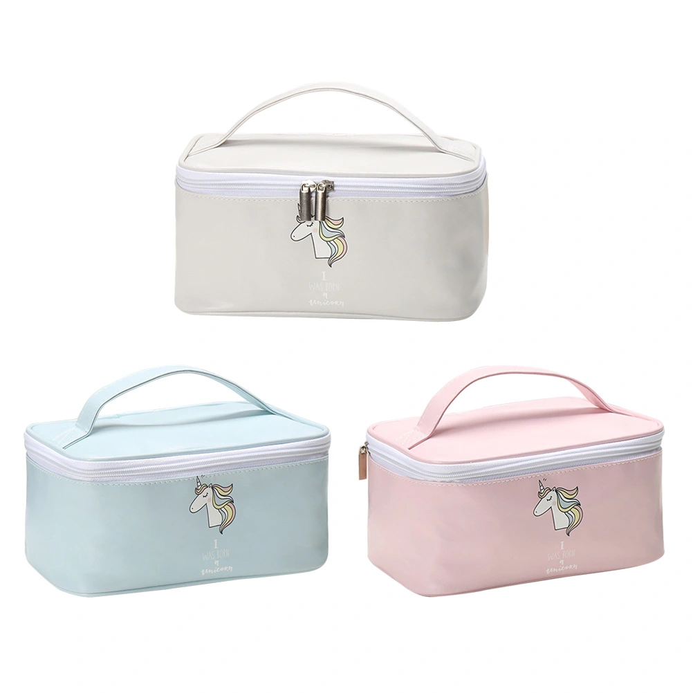Blue Makeup Bags Unicorn Printing Storage Bag Multifunctional Cosmetic Pouch Portable Handbag Tote Case Square Toiletry Bag