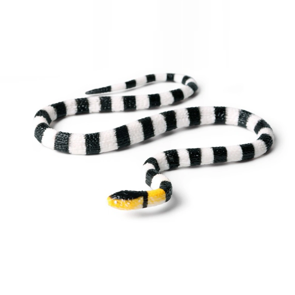 1PC Simulated Snake Model Decor Plastic Coral Snake Desktop Adornments Amphibians Reptiles Model Crafts Realistic Boa Constrictor Adornments for Home Store White+Black