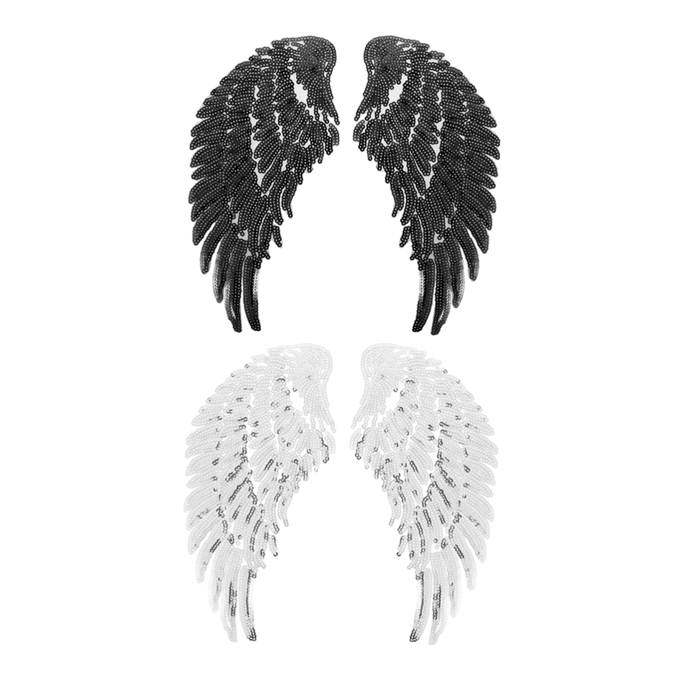 2pcs Wing Design Clothes Applique DIY Sequin Patch Garment Clothing Decor Accessory