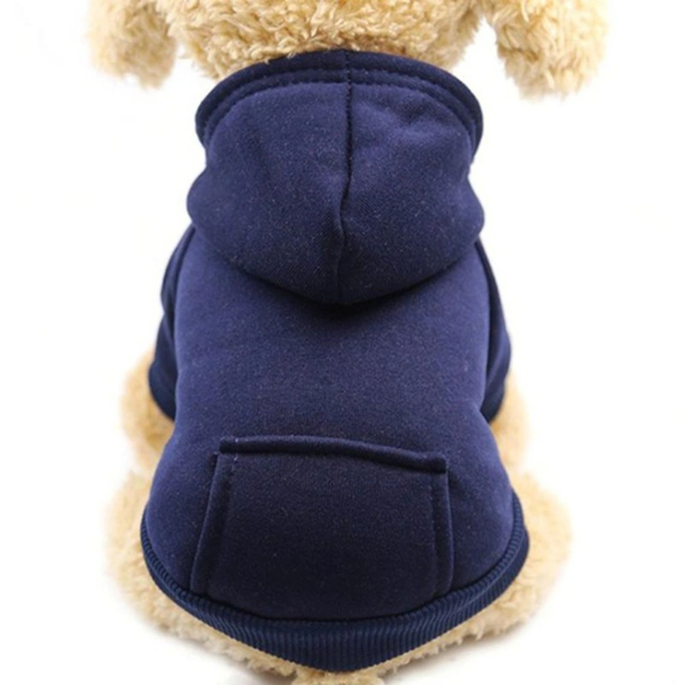 Pet Warm Coat Warm Puppy Pocket Clothes Cold Weather Outfits Customes for Winter Autumn (Size XS Navy)