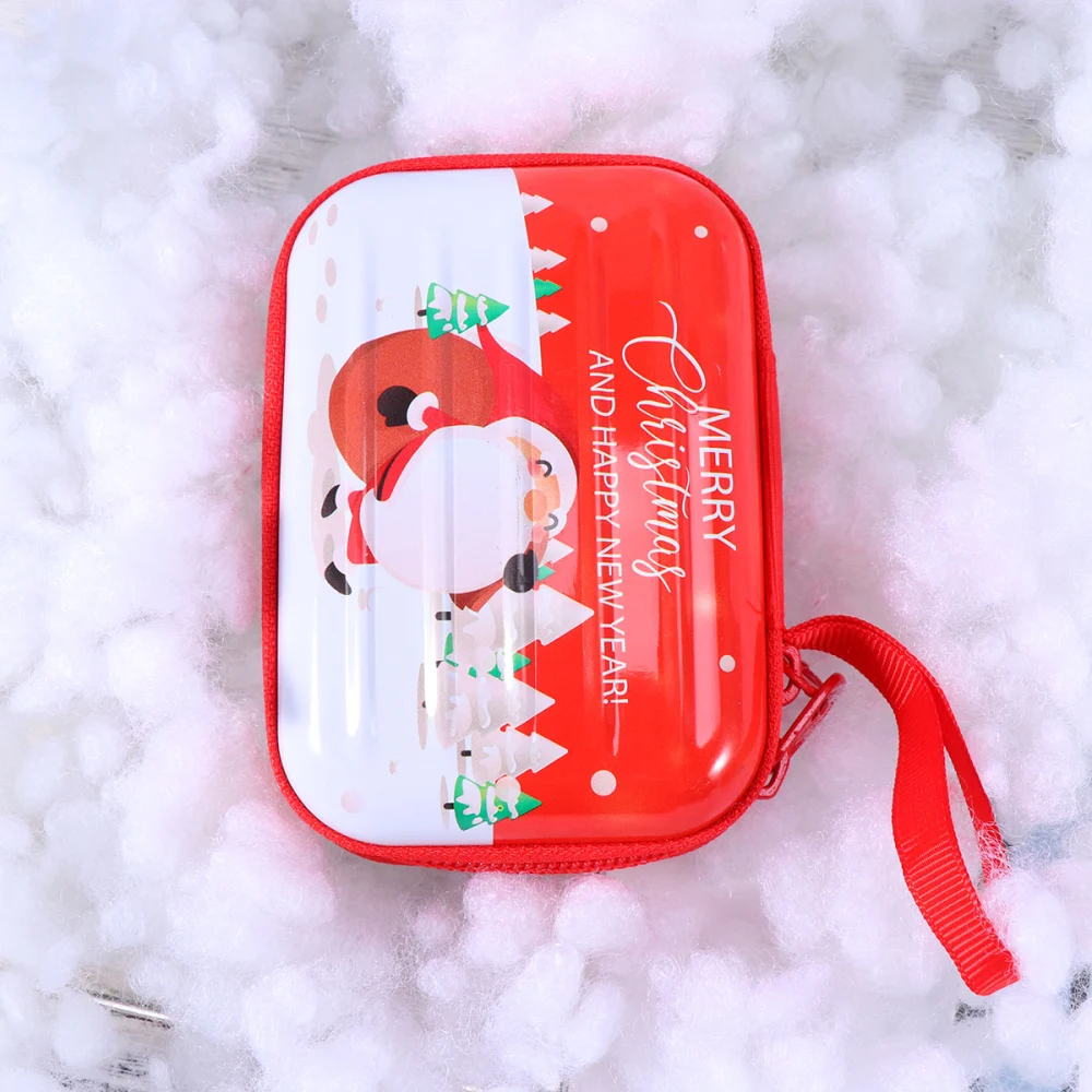 Christmas Mini Zipper Coin Bag Case Pocket Box Santa Small Hard Change Key Pouch Purse Holder Organizer for Earphone Data Cable (Christmas Snowman)