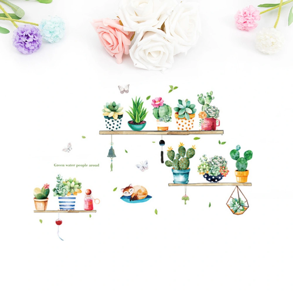 Creative Pot Plant Cactus Wall Stickers Vinyl DIY Art Mural for Living Room Bedroom Kitchen Glass Window Decoration Sticker 50x70cm