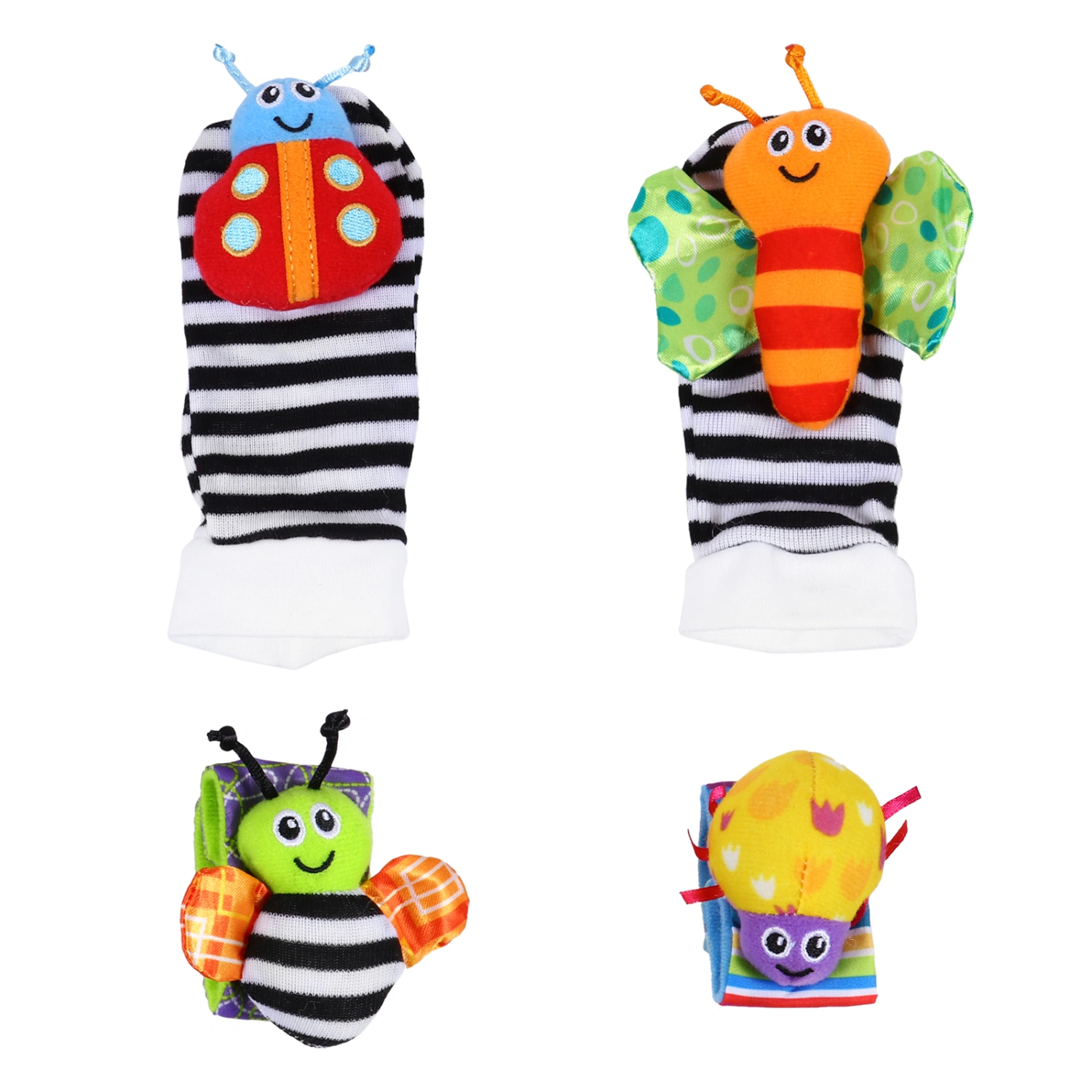 1 Set Lovely Animal Baby Toys Wrist Rattles and Foot Finders Set for Baby