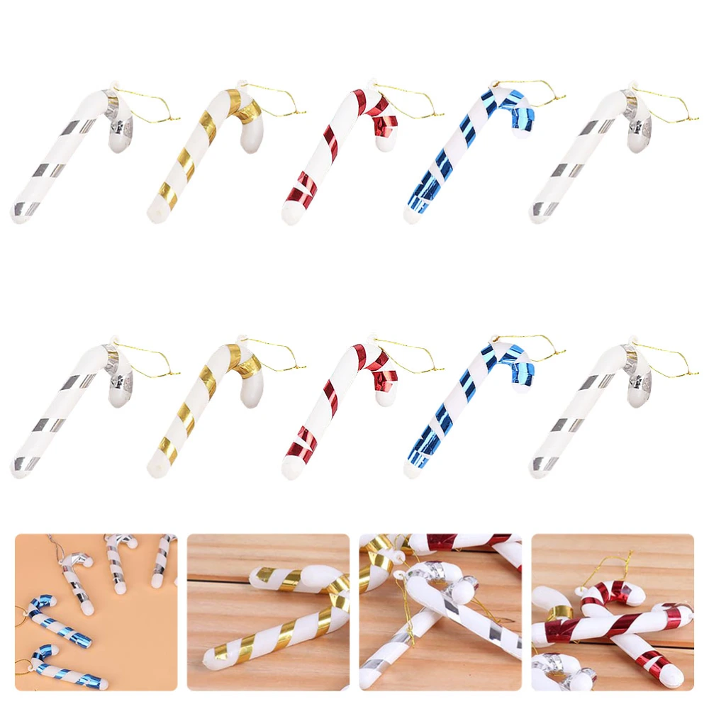 60pcs Mini Christmas Cane Ornaments Christmas Tree Pendants Xmas Decorations