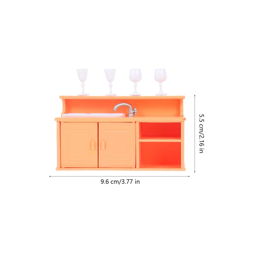 1 Set Simulation Dishwashing Cabinet Wine Cabinet Model Toy Doll House Accessories