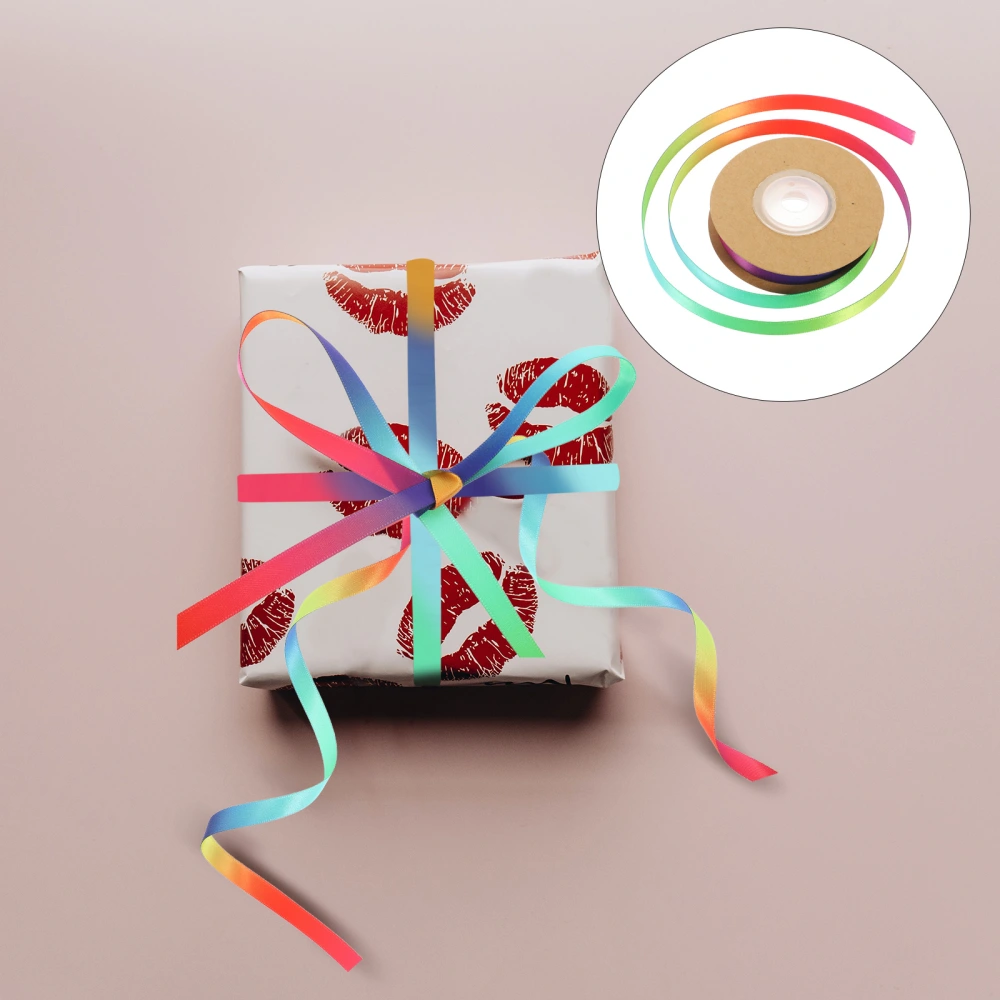 1 Roll Gradient Rainbow Ribbon Gift Box Ribbon Decorative Flower Packaging Ribbon