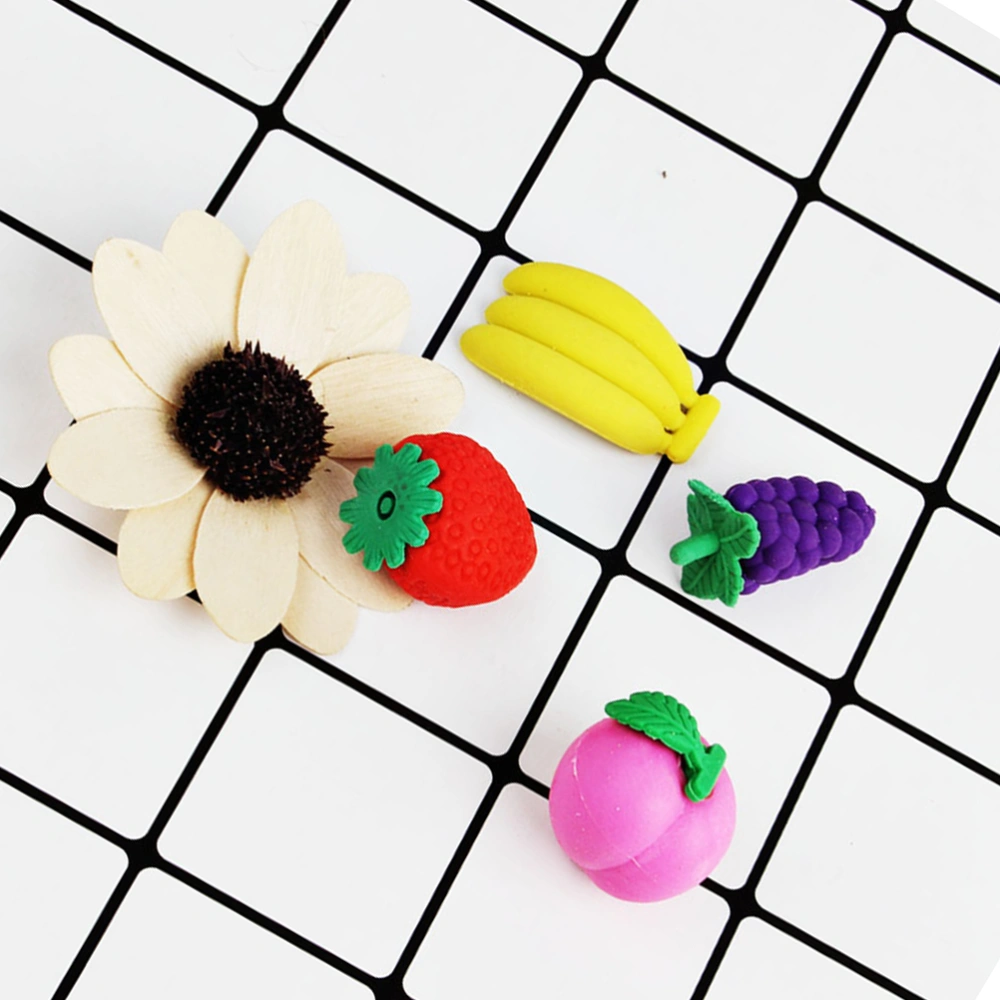 4pcs Cartoon Fruits Erasers Creative Stationery Gift School Supplies Classroom Rewards for Kids Students