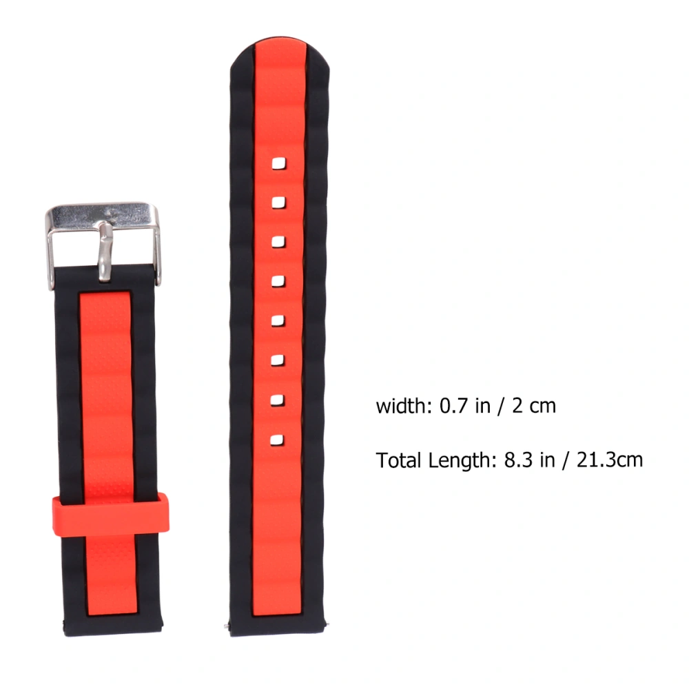 Sports Breathable Wristband Silicone Rubber Watch Band Strap Compatible for 20mm(Black and Red)