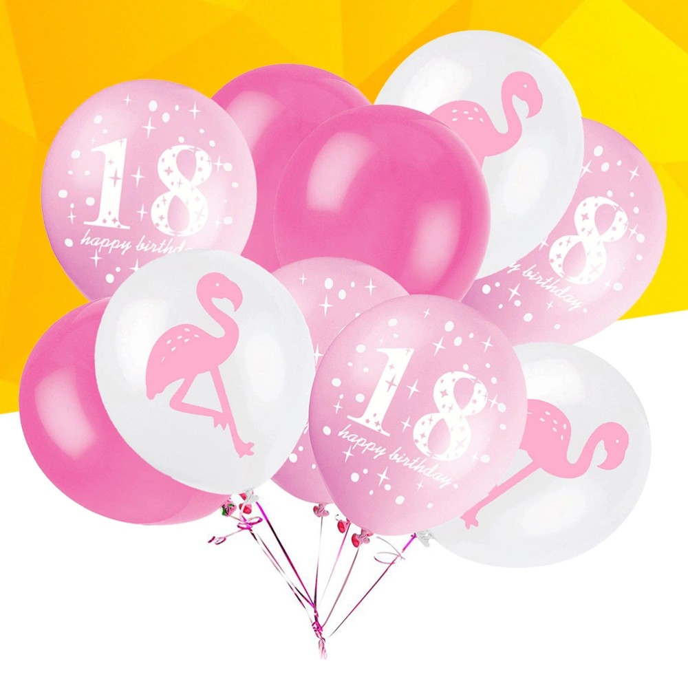 20Pcs 12Inch Latex Rubber Balloons 18th Birthday Party Flamingo Balloons Favors Supplies Decorations (Pink)