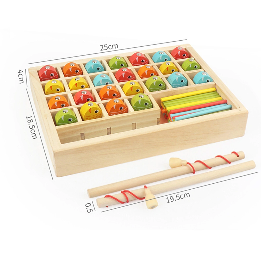 1 Set Magnetic Wooden Fishing Game Toy Multifunctional Educational Playthings Counting Number Toys for Kids Children