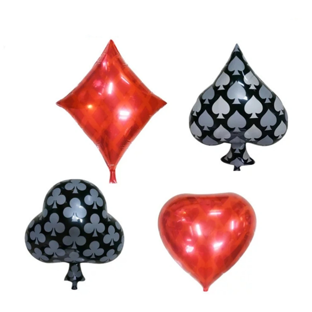 4pcs Playing Cards Balloon Party Foil Balloon for Birthday Poker Party Bar KTV Decoration