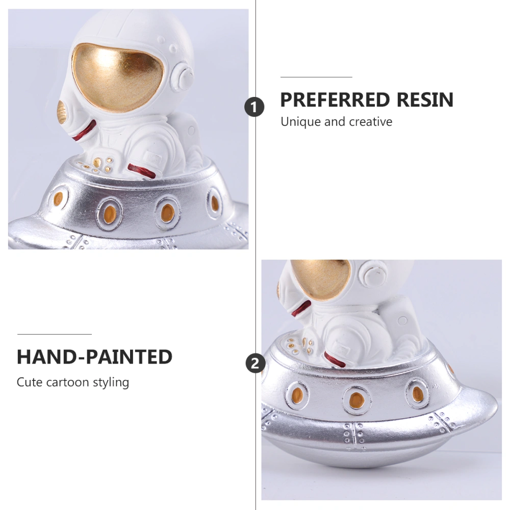 1Pc 3D Resin Astronaut Wall Sticker Creative Switch Sticker Decorative Socket Decal for Home Hotel (Golden Astronaut on the UFO Style)