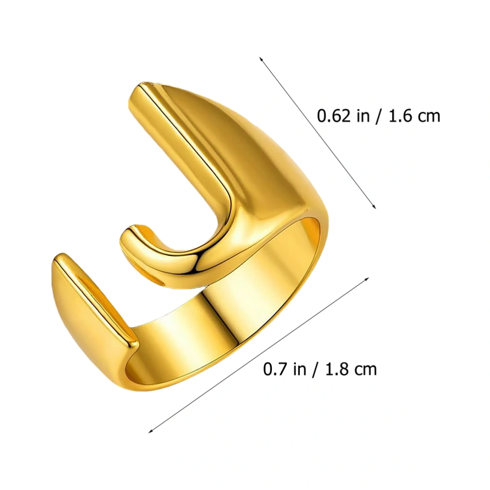 Golden Plating Open Ring English Letters Design Ring Delicate Finger Jewelry (J)