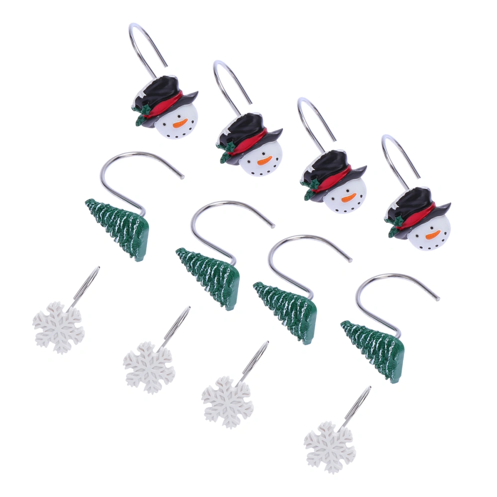 12Pcs Santa Claus Snowflake Shape Sticky Hook Christmas Themed Wall Hook Strong Sticky Hanger for Home Bathroom