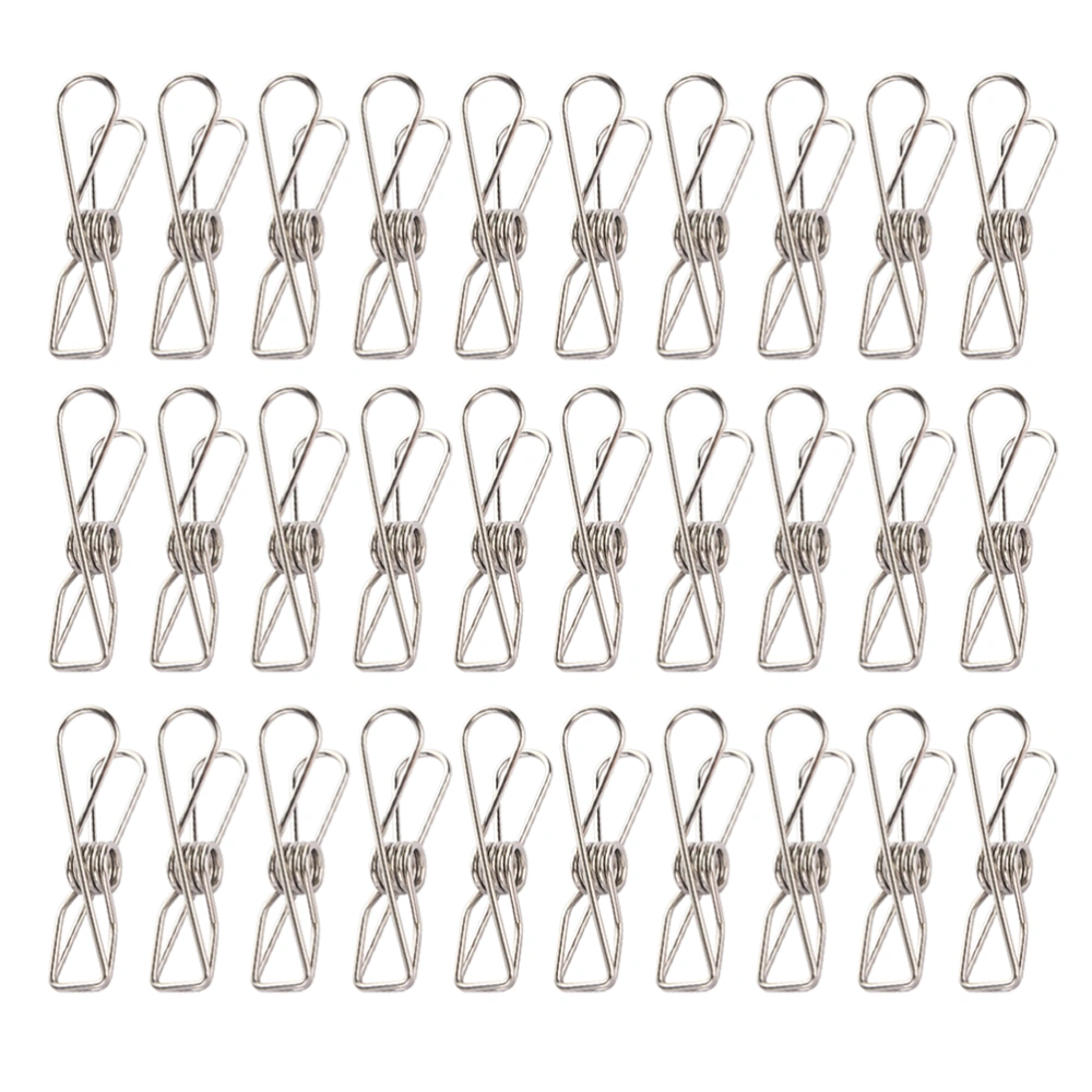 70 Pcs Stainless Steel Wire Clips Multi-purpose Solid Metal Hanging Clips Hooks for Laundry Daily Use - Size M