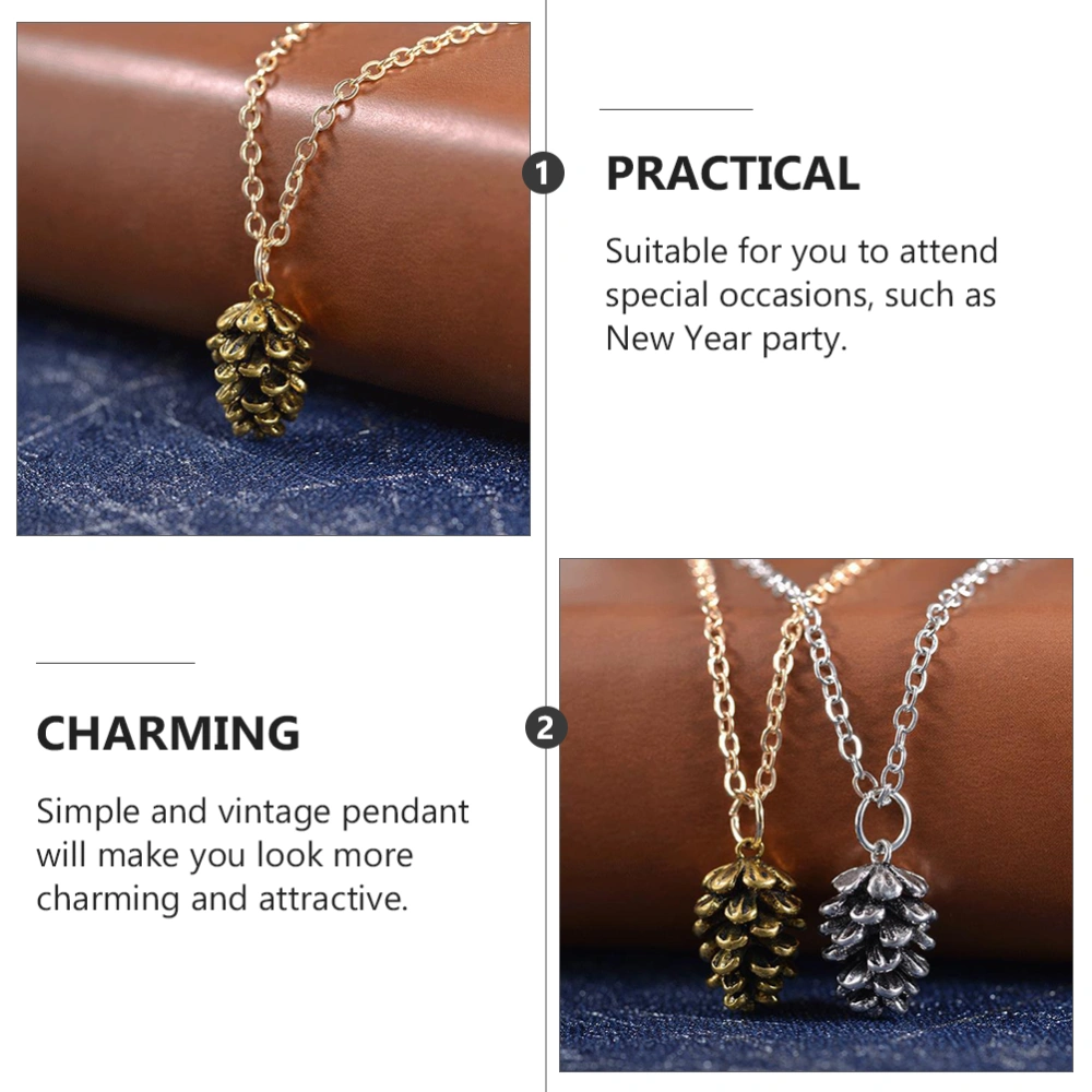 5pcs Christmas Decorations Fashion Pine Cone Herbarium Necklaces