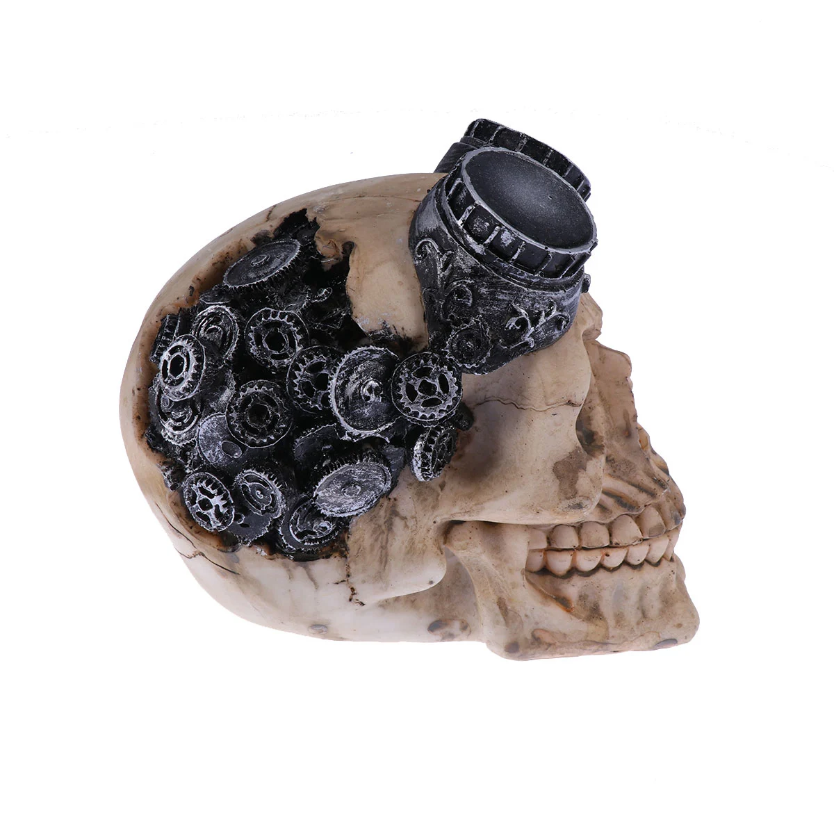 Pilot Skull Shape Fish Tank Decor Skeleton Design Fish Tank Landscape Ornament Climbing Pet Aquarium Turtle Tank Shelter