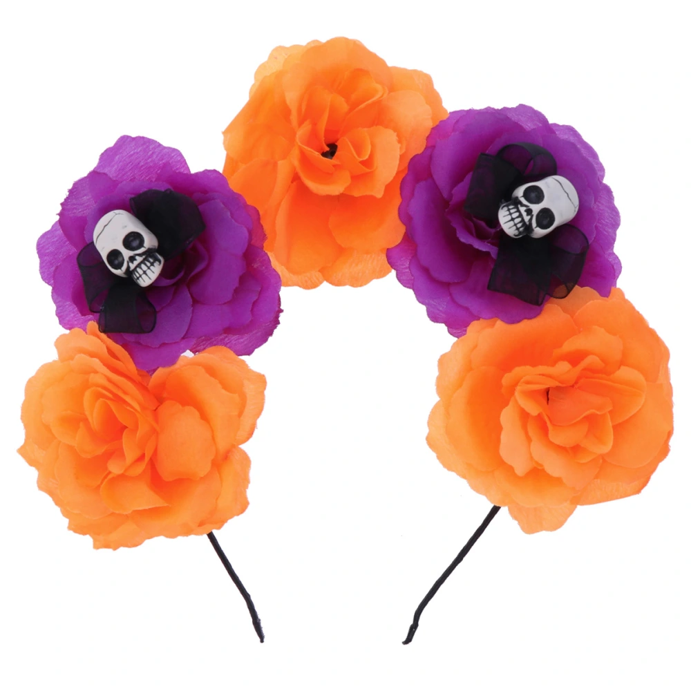 Halloween Flower Skull Headband Hair Halloween Masquerade Headdress Dress-up Costume Accessory (Style 1)