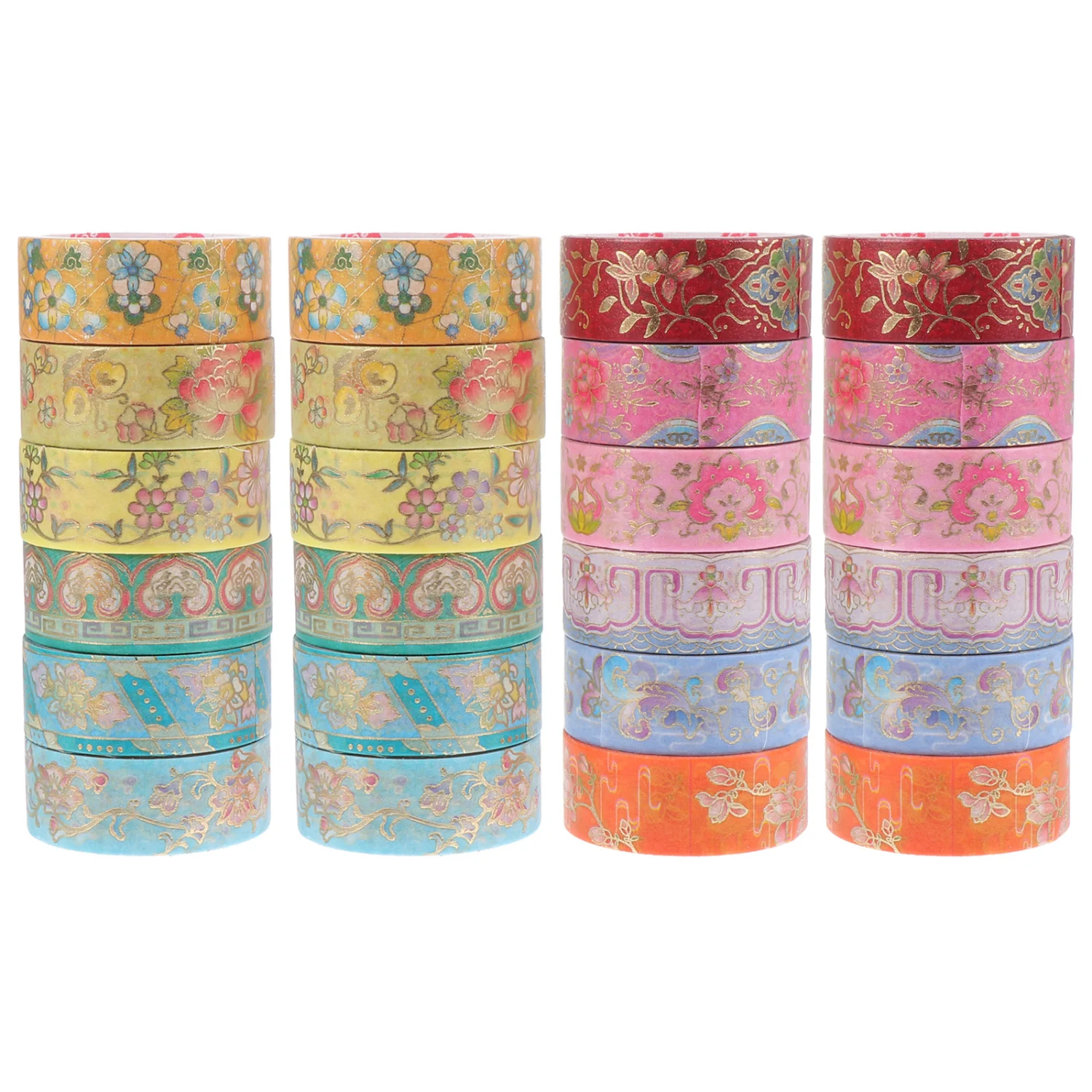 24 Rolls Washi Tapes Bronzing Gold Tapes DIY Paper Tapes Adhesive Decals