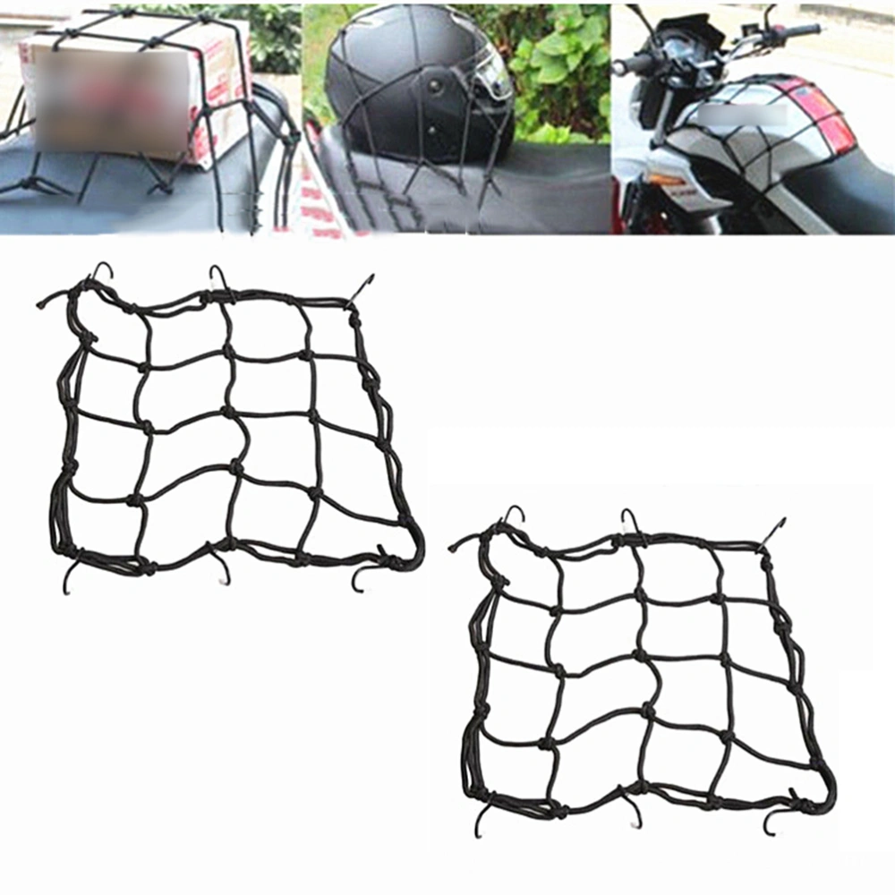 30x30cm Bike Luggage Net Elastic Bike Luggage Net Rack Storage Mesh Pocket with Hooks (Black)