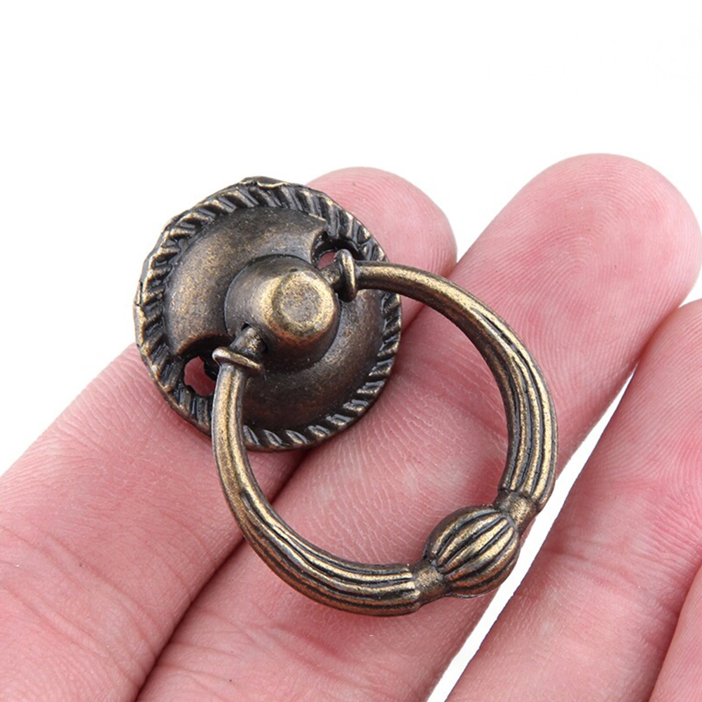 15 Sets Wardrobe Knobs Zinc Alloy Drawer Handles Retro Wooden Box Handle Knob