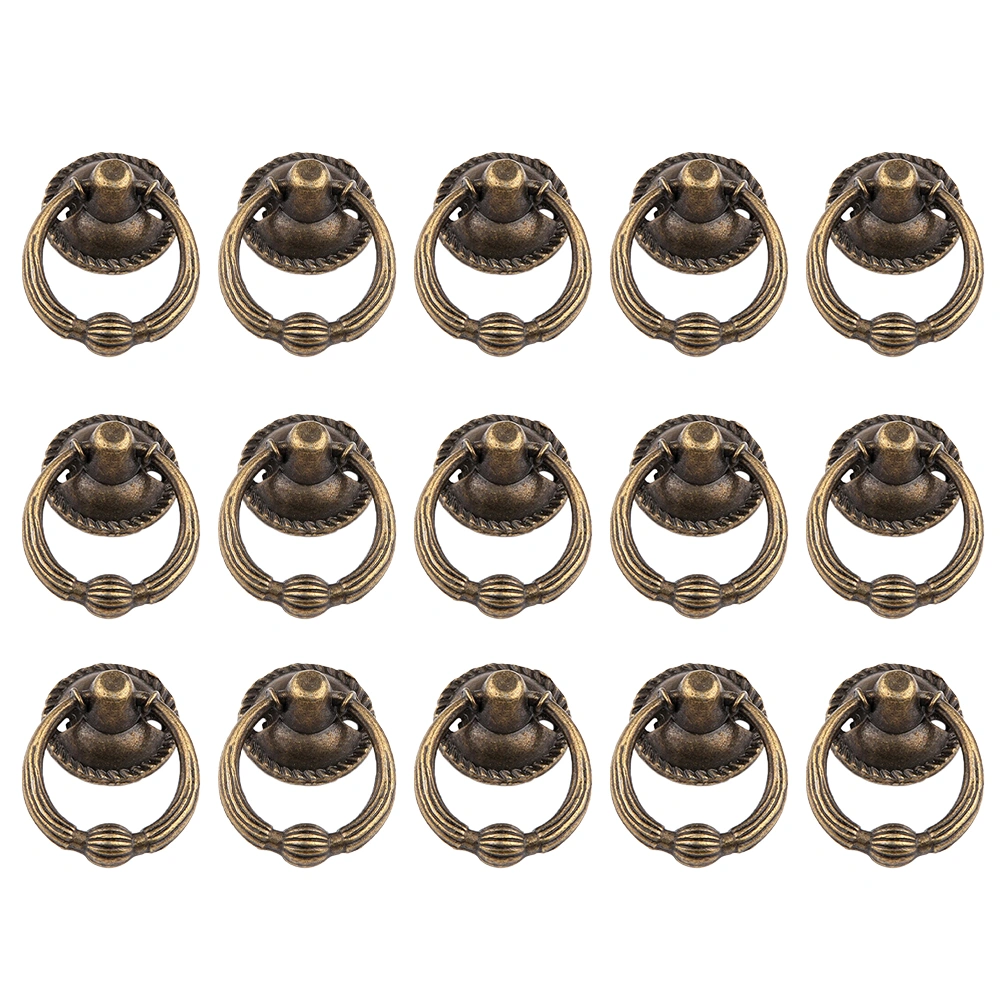15 Sets Wardrobe Knobs Zinc Alloy Drawer Handles Retro Wooden Box Handle Knob