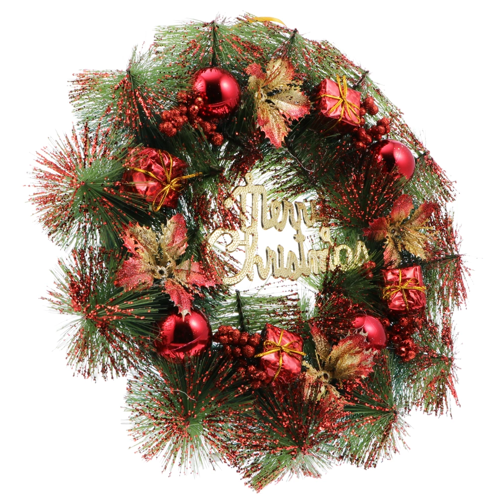 Christmas Pine Needle Garland Pendant Door Wreath Ornament (Random Style, 30cm)