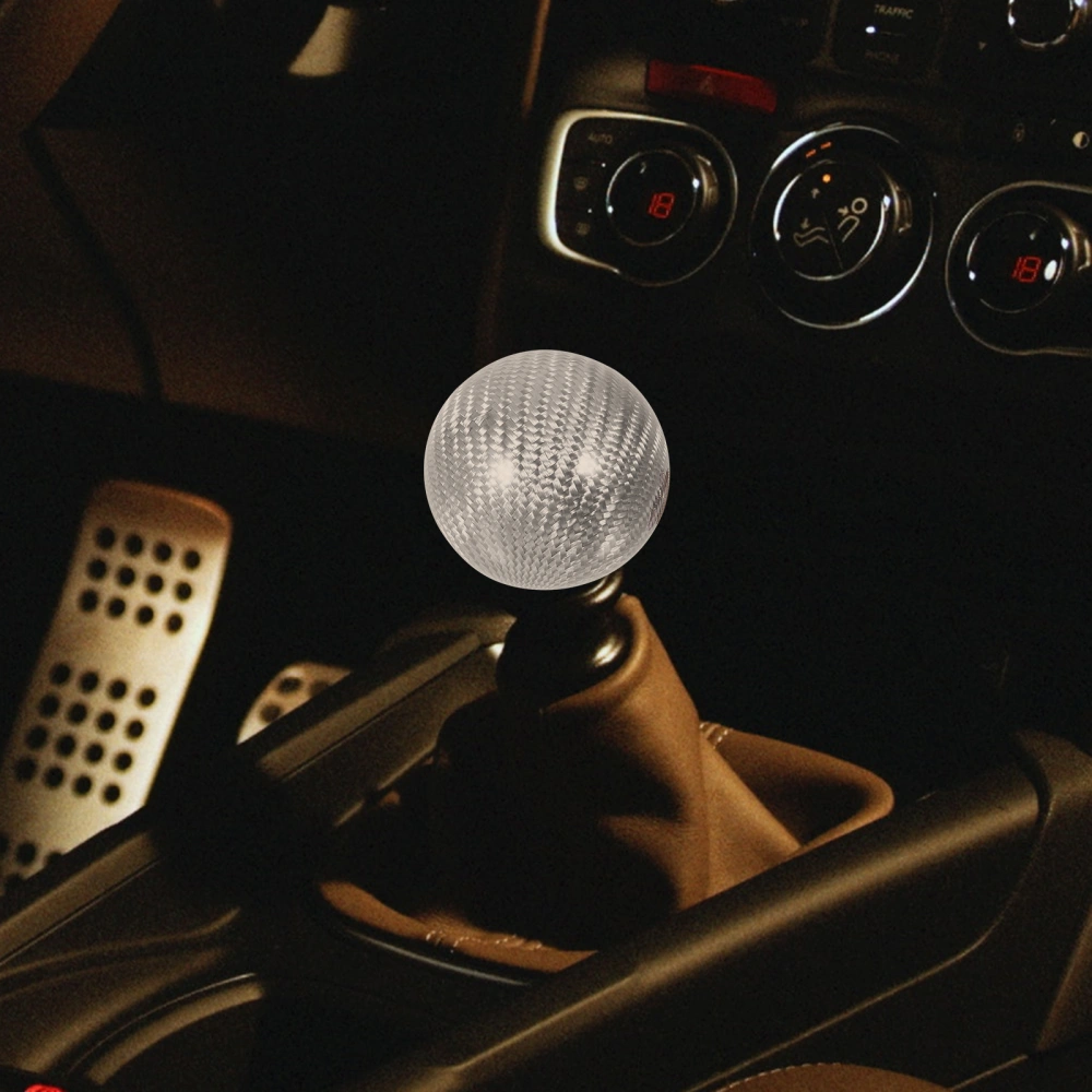 Carbon Fiber Ball Car Knob with 3 Adapters Manual Gear Accessories