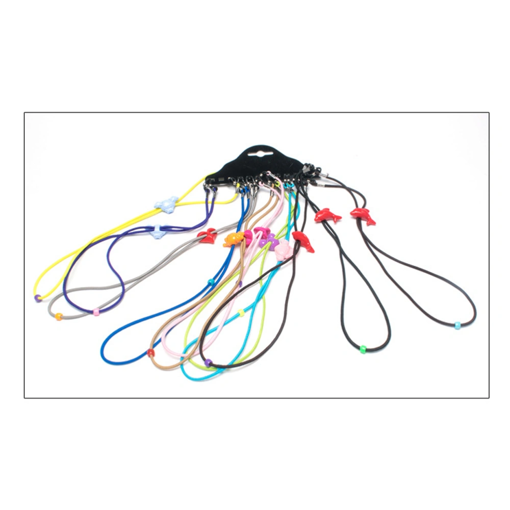 12pcs Colorful Elastic Adjustable Nylon Cord Safety Kids Eyeglass Rope Chains Holder Eyewear Cord Neck Strap (Random Color)